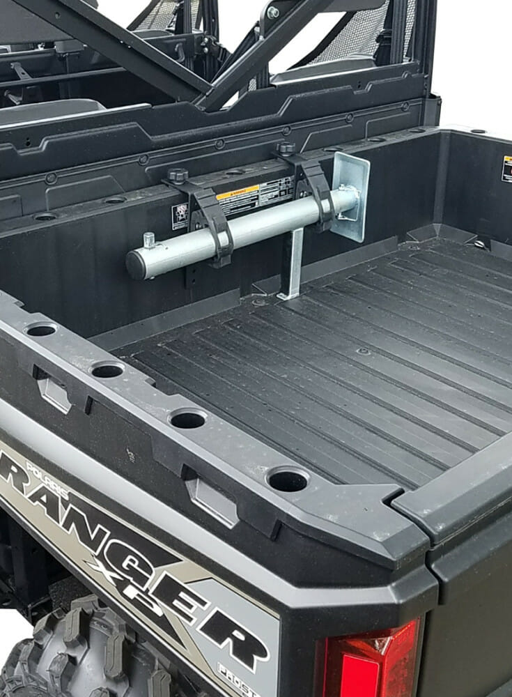 Moose Utility Universal Lift Jack mounted in cargo bed